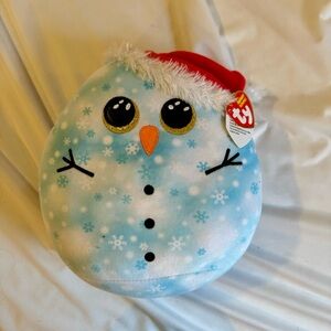 2022 TY Beanies Squish-A-Boos Squishies Plush FLECK the Christmas Snowman 9” NWT